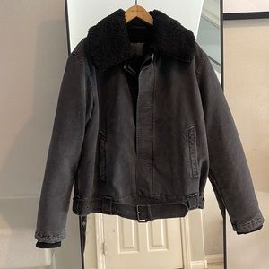 Allsaints 2-1 Denim/Shearling lined Military Jacket sz.S